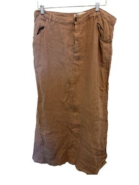 Zara Dusty Rose Button-Front Maxi Skirt Linen